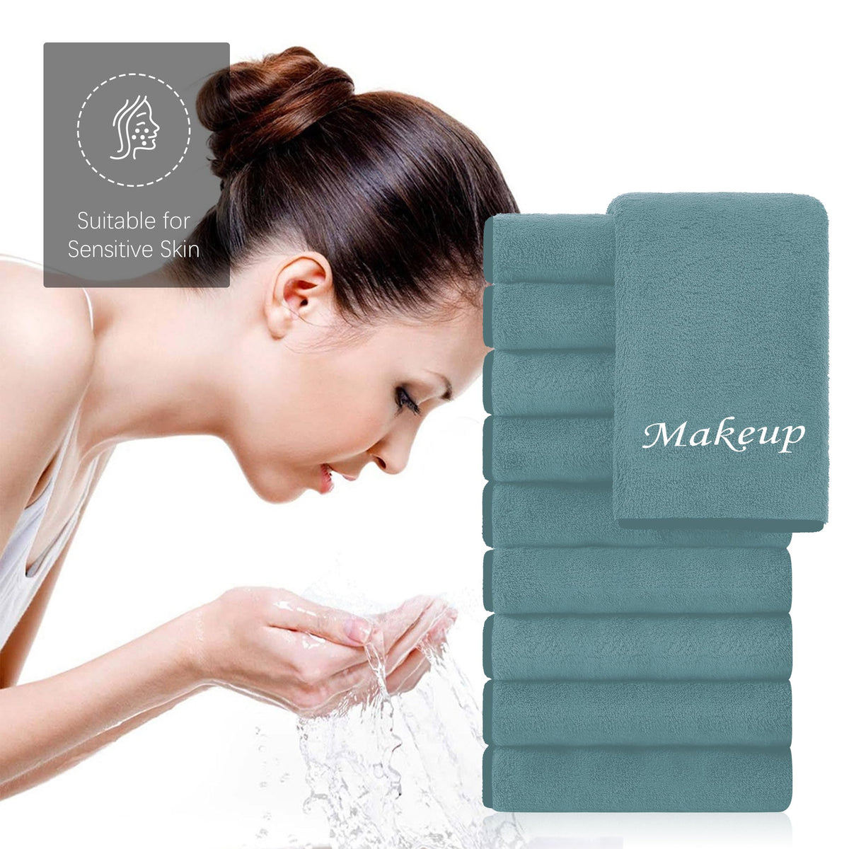 Cosy Family stacked teal towels in bathroom for tidy guest-ready look