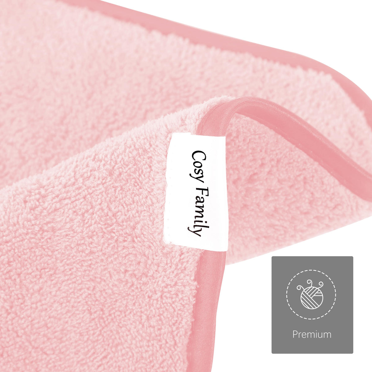 Cosy Family wash care label and fabric to show easy machine-wash maintenance benefit