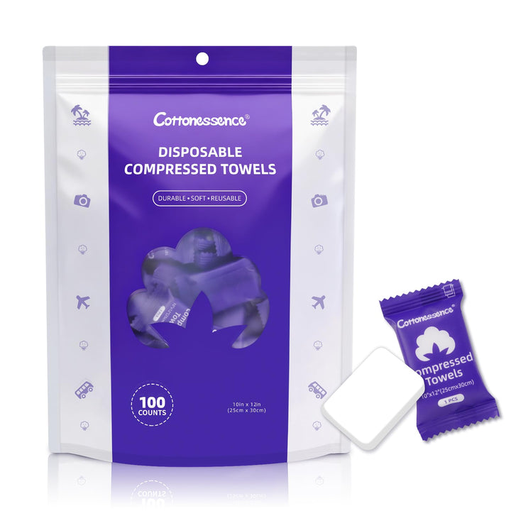 Cottonessence front packaging showing 100-pack and branding, convenient bulk supply