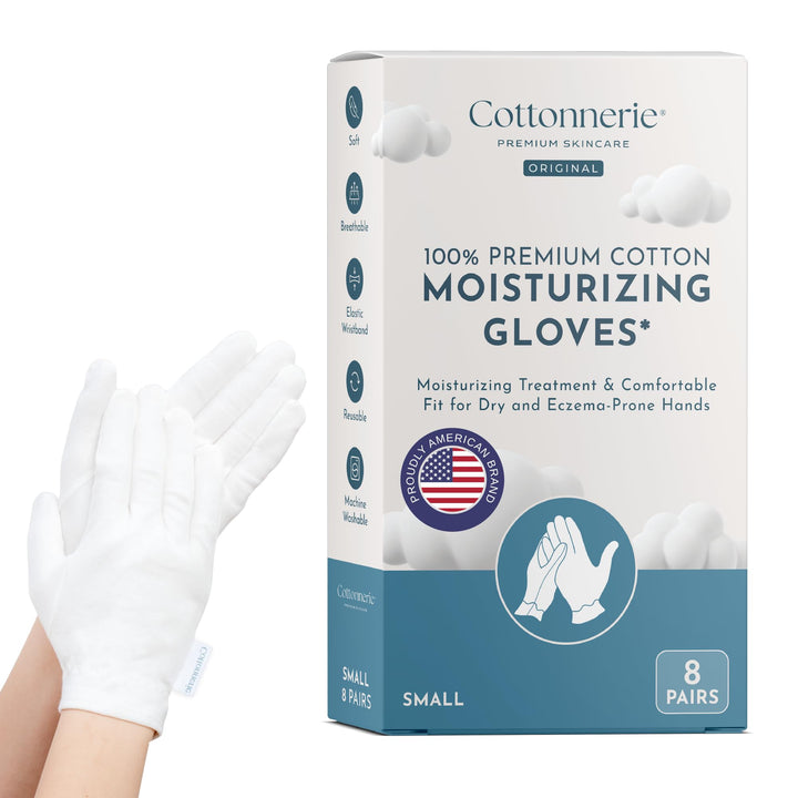 COTTONNERIE front view of glove pair showing soft cotton and comfortable fit benefit