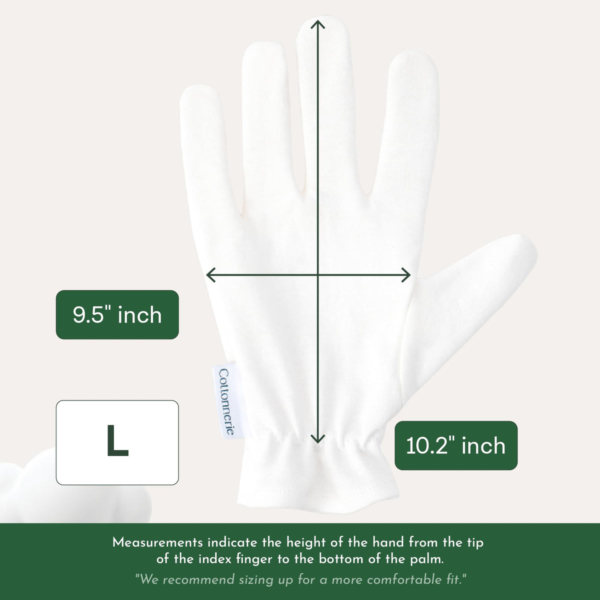 COTTONNERIE gloves on bedside table illustrating nighttime hand care