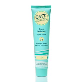 CoTZ front packaging of tinted mineral sunscreen showing tube and SPF benefit