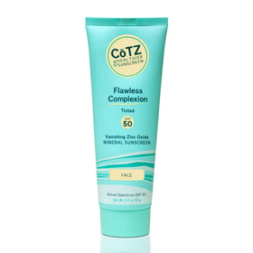 CoTZ Flawless front packaging showing tinted mineral sunscreen benefit SPF50