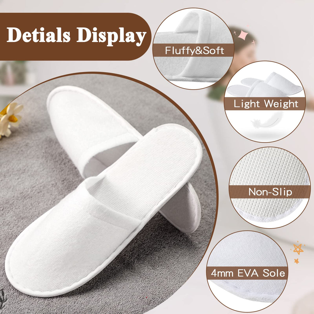 Coume individually wrapped slipper pair emphasizing cleanliness and easy distribution