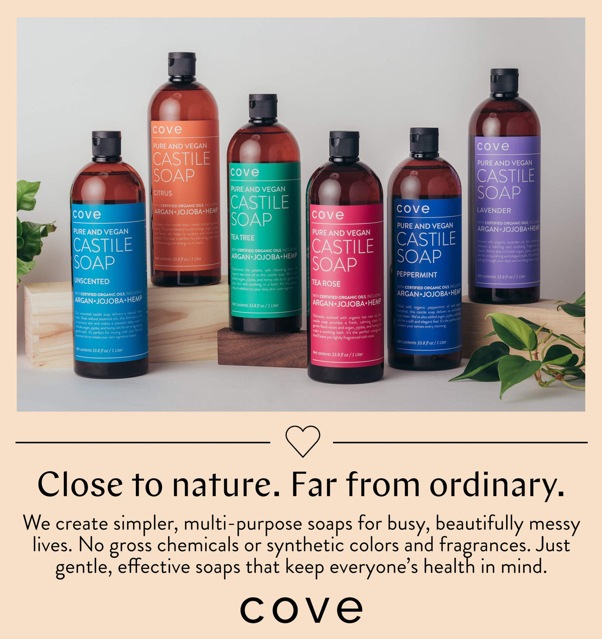 Cove foaming hand soap in dispenser demonstrating gentle lather for sensitive skin