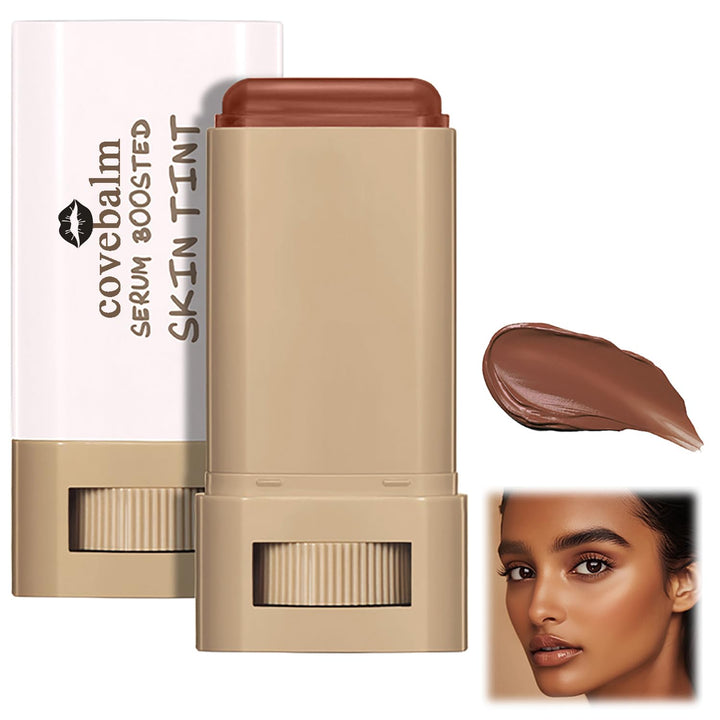 Covebalm front packaging showing shade #02 and sleek stick design benefits travel-ready use