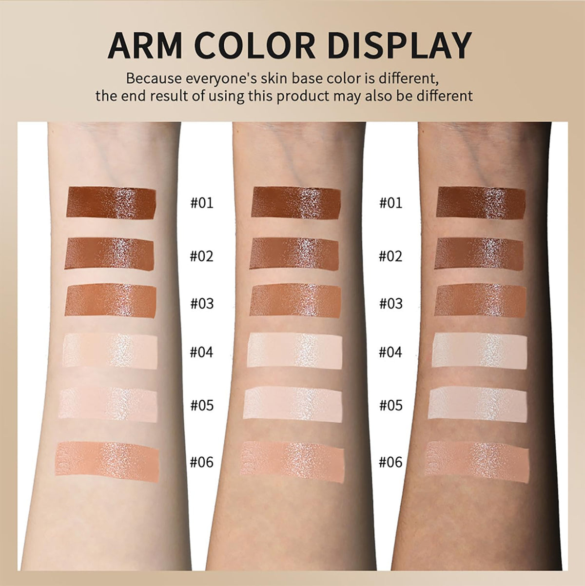 Covebalm shade swatch on arm compares tone #02 for accurate color matching benefit