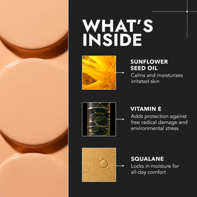 Cover FX before and after on medium skin illustrating concealment and natural skin effect