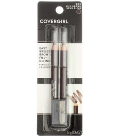 COVERGIRL front packaging showing two pencils and sharpener, clear travel-friendly set benefit