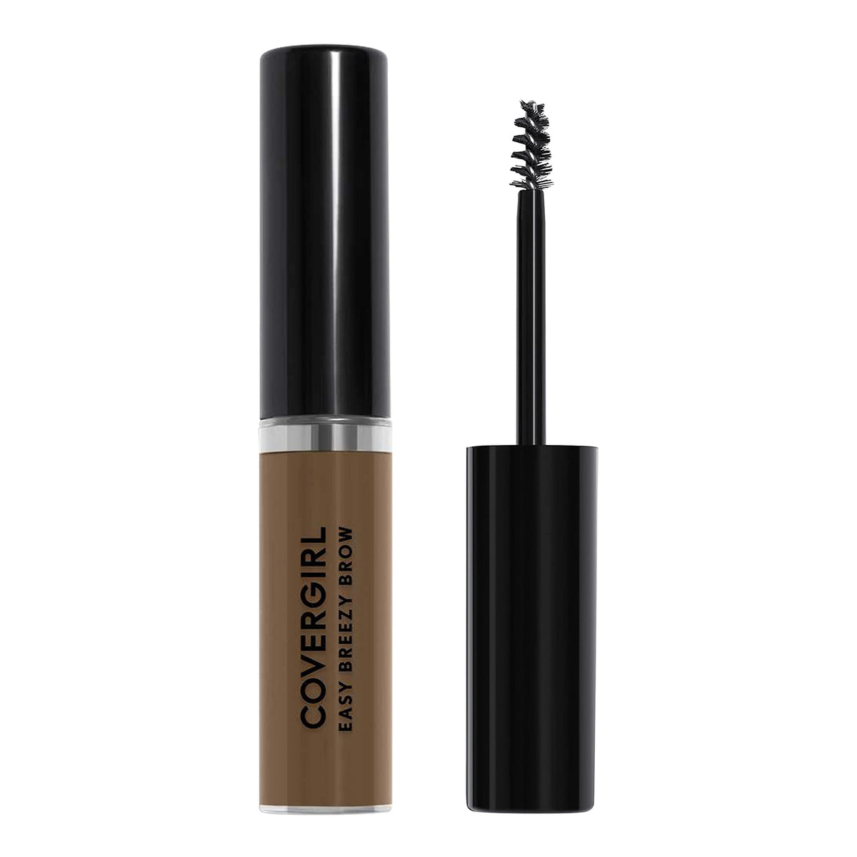 COVERGIRL front packaging showing tinted volumizing brow gel benefit: long-lasting hold