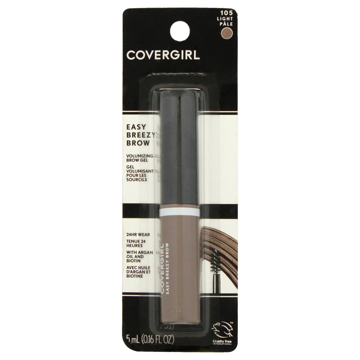 COVERGIRL Easy Breezy front packaging showing tinted brow gel and benefits