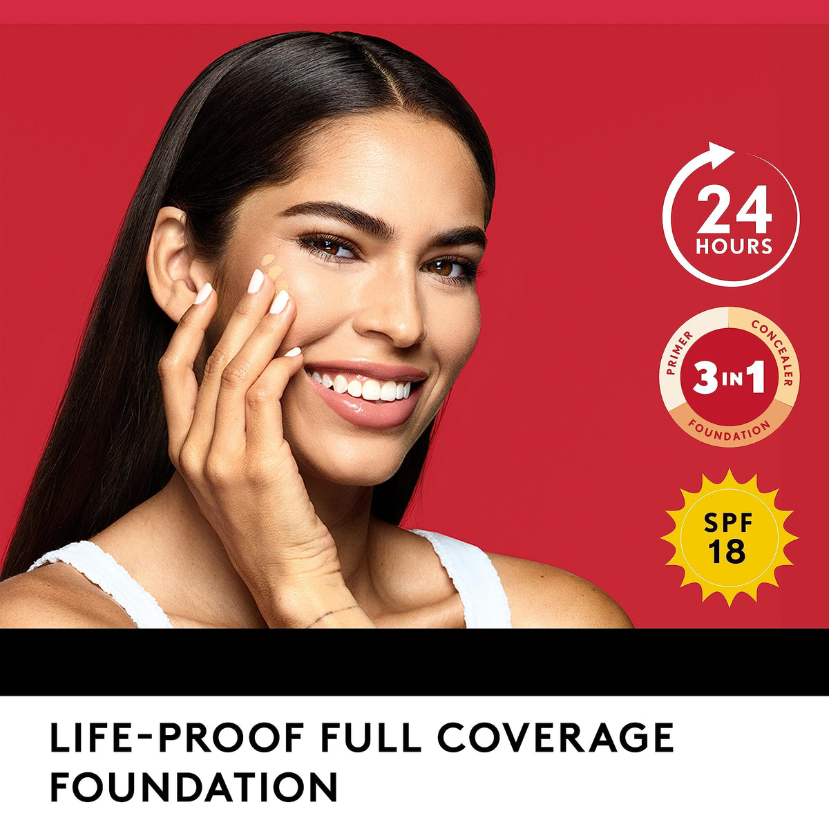 Covergirl foundation in a daytime lifestyle scene for all-day wear confidence benefit