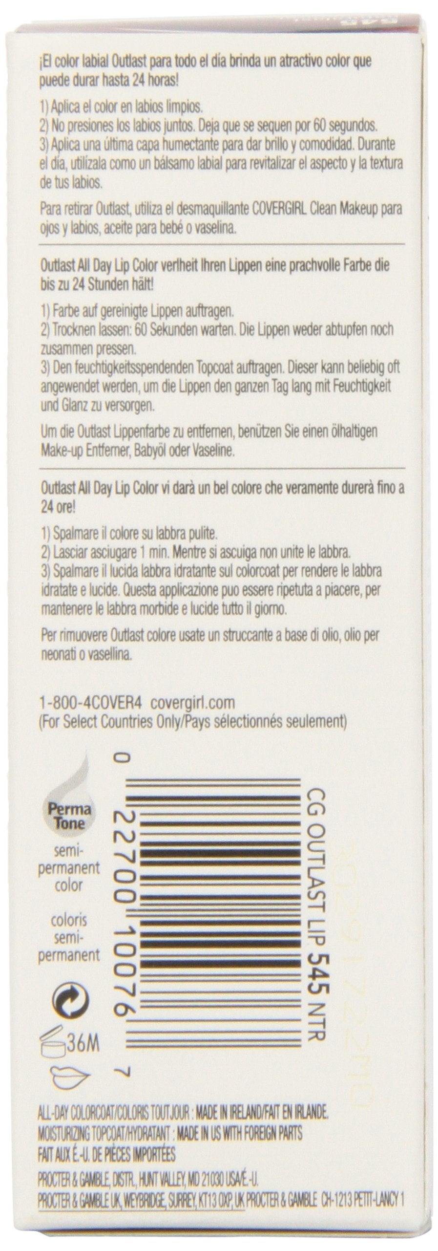 COVERGIRL Outlast application on lips demonstrating long-lasting true-to-shade color