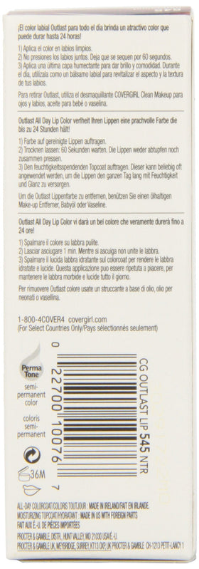 COVERGIRL Outlast application on lips demonstrating long-lasting true-to-shade color