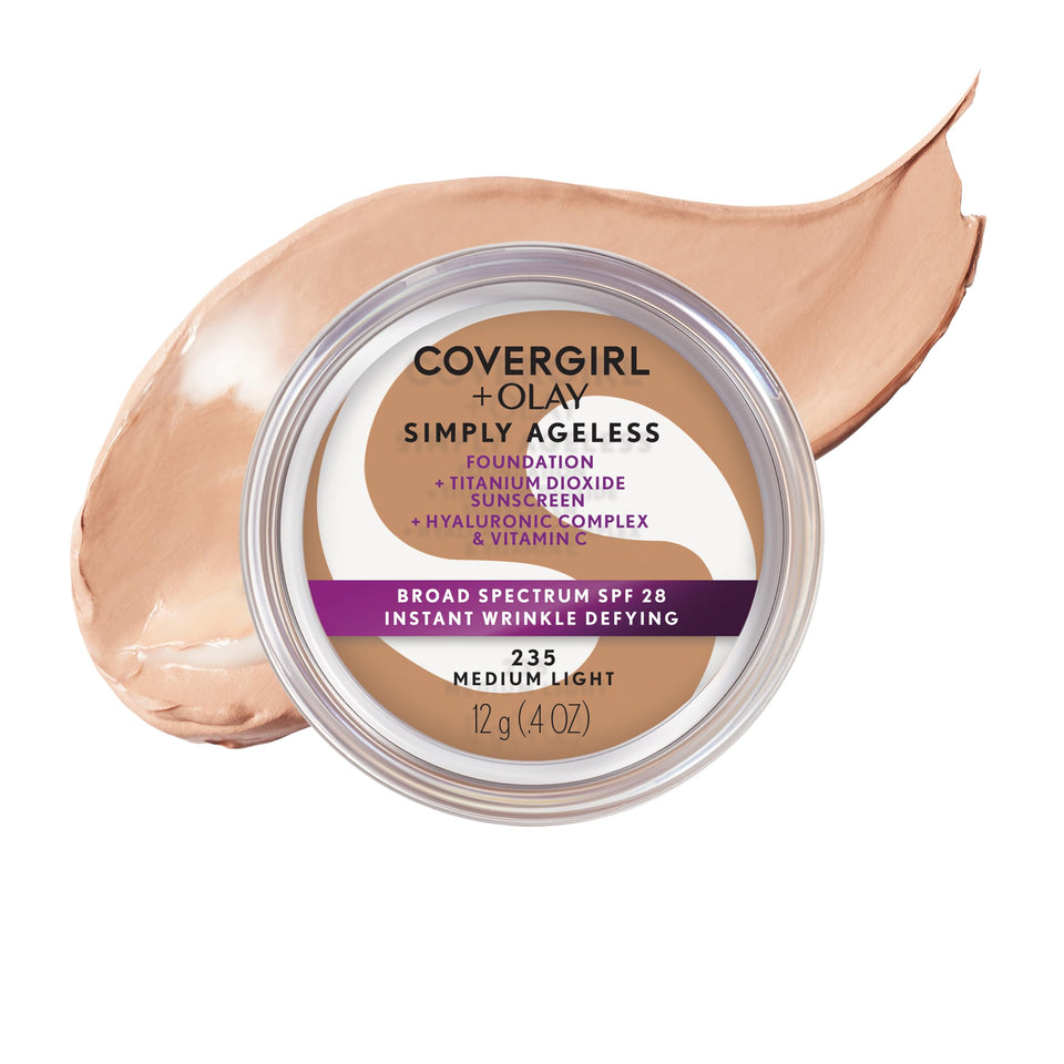 COVERGIRL Simply Ageless front packaging showing shade and SPF benefit
