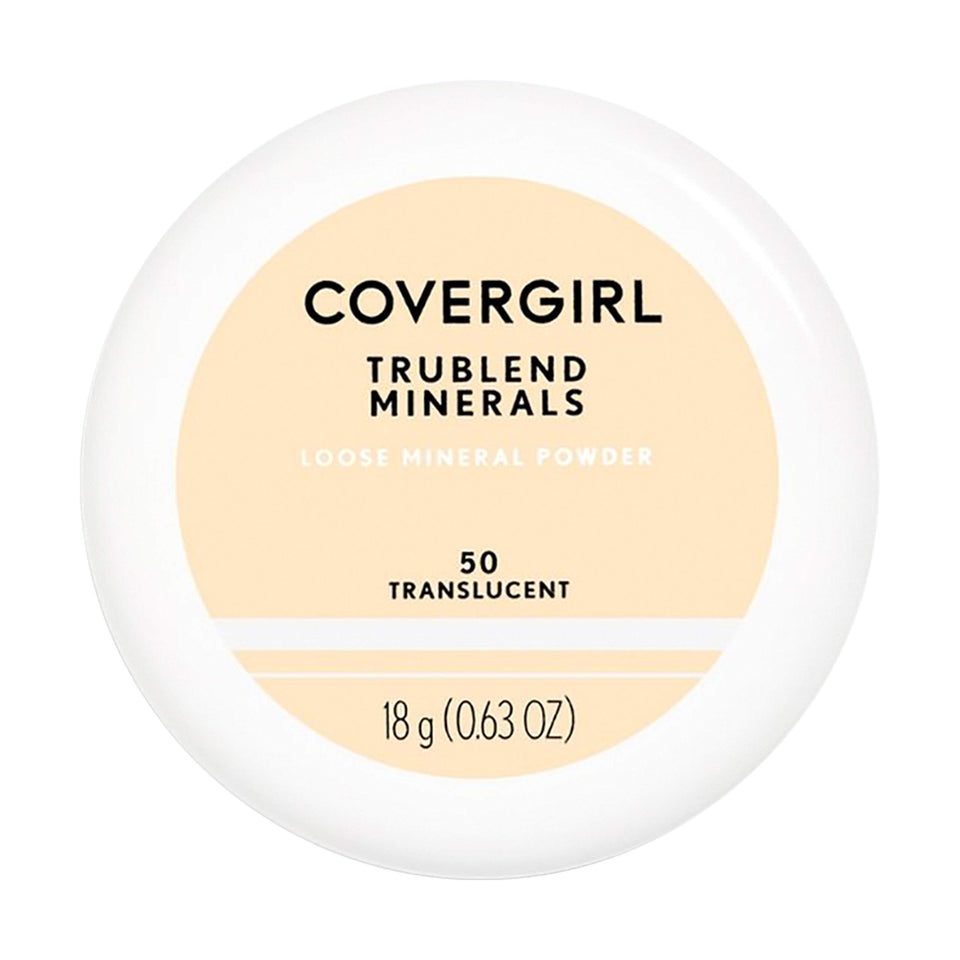 COVERGIRL front packaging showing translucent loose powder and benefits