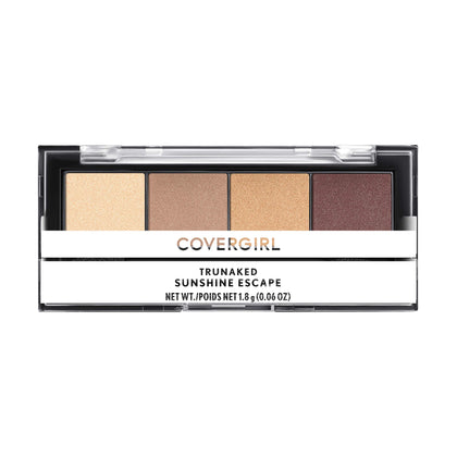 COVERGIRL truNAKED Sunshine Escape front packaging shows compact palette and bright branding, easy travel use