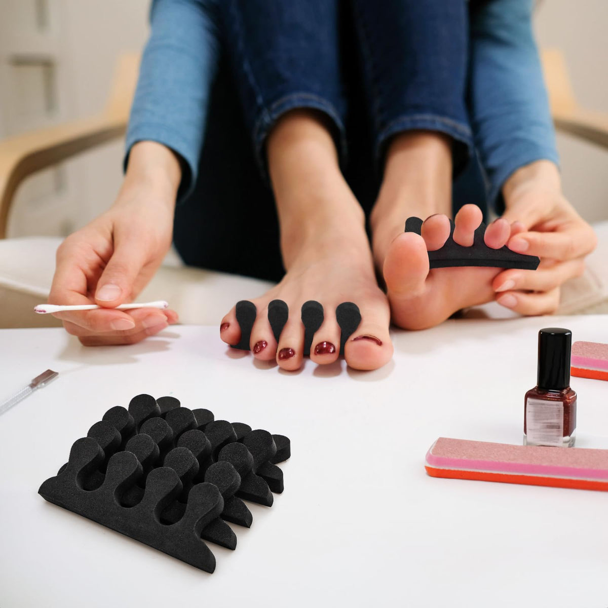 Covzoe in spa setting demonstrating professional-ready supplies for salons