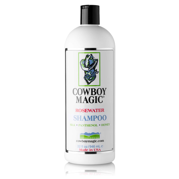 Cowboy Magic front label of 32 oz bottle showing product benefits and size