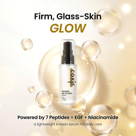 coxir label ingredients close-up revealing EGF GHK-Cu niacinamide details