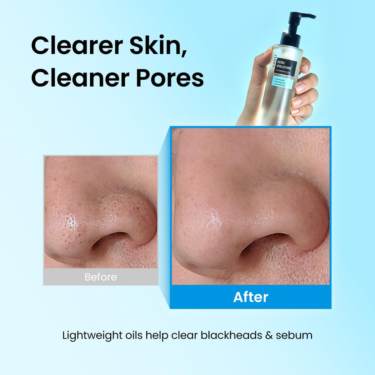 coxir before and after makeup removal demonstrating effective cleansing result