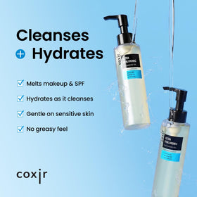 coxir texture oil drop on hand showing smooth emollient and quick melt benefit