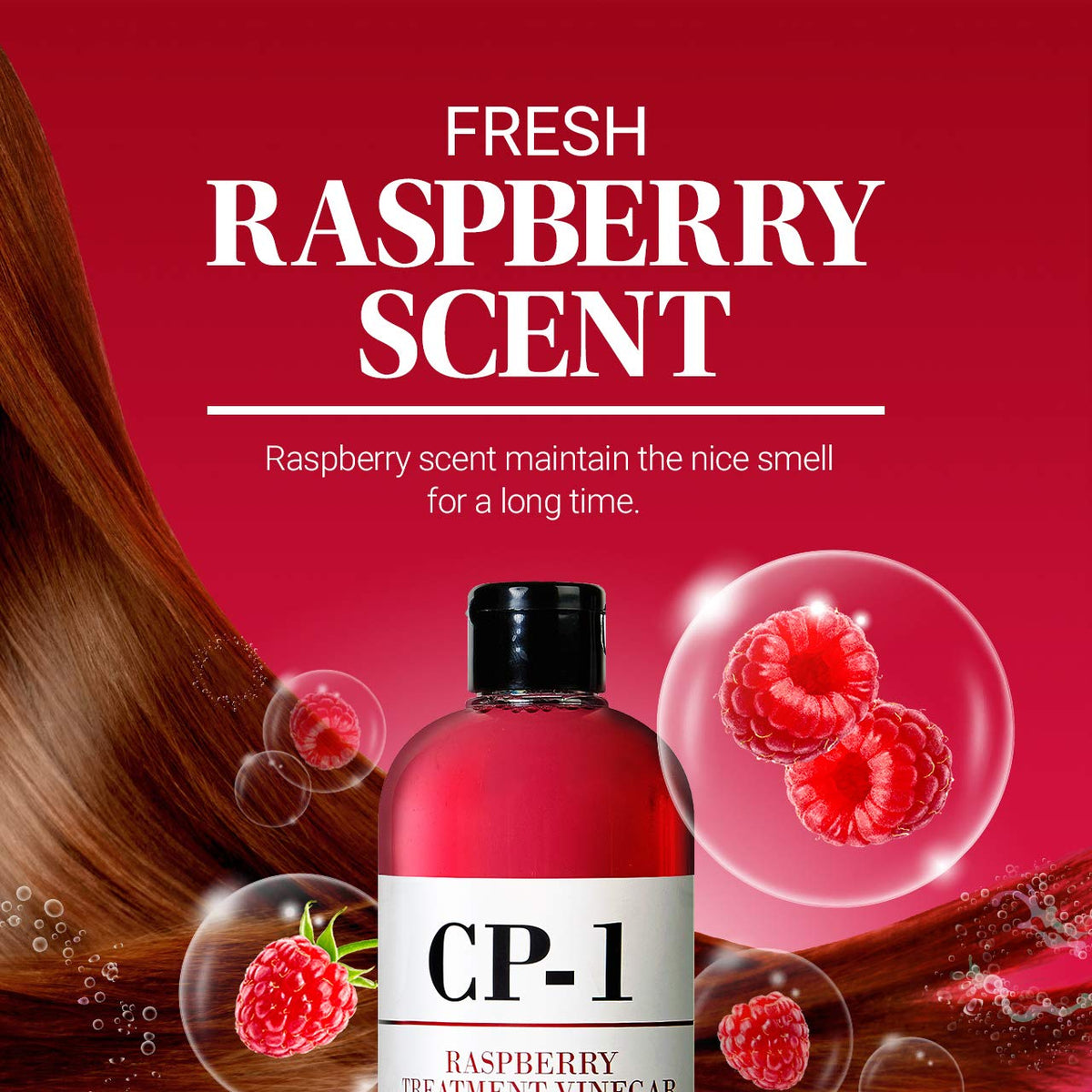 CP-1 after-use hair showing smoother, clarified strands and improved manageability