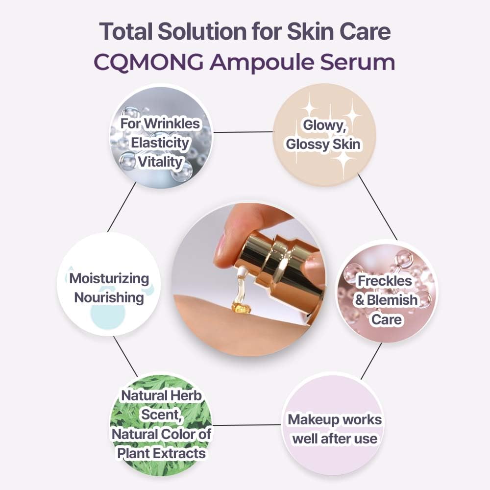 CQMONG ampoule texture on skin demonstrating hydration and smooth finish