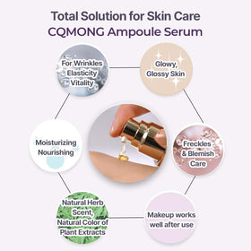 CQMONG ampoule texture on skin demonstrating hydration and smooth finish