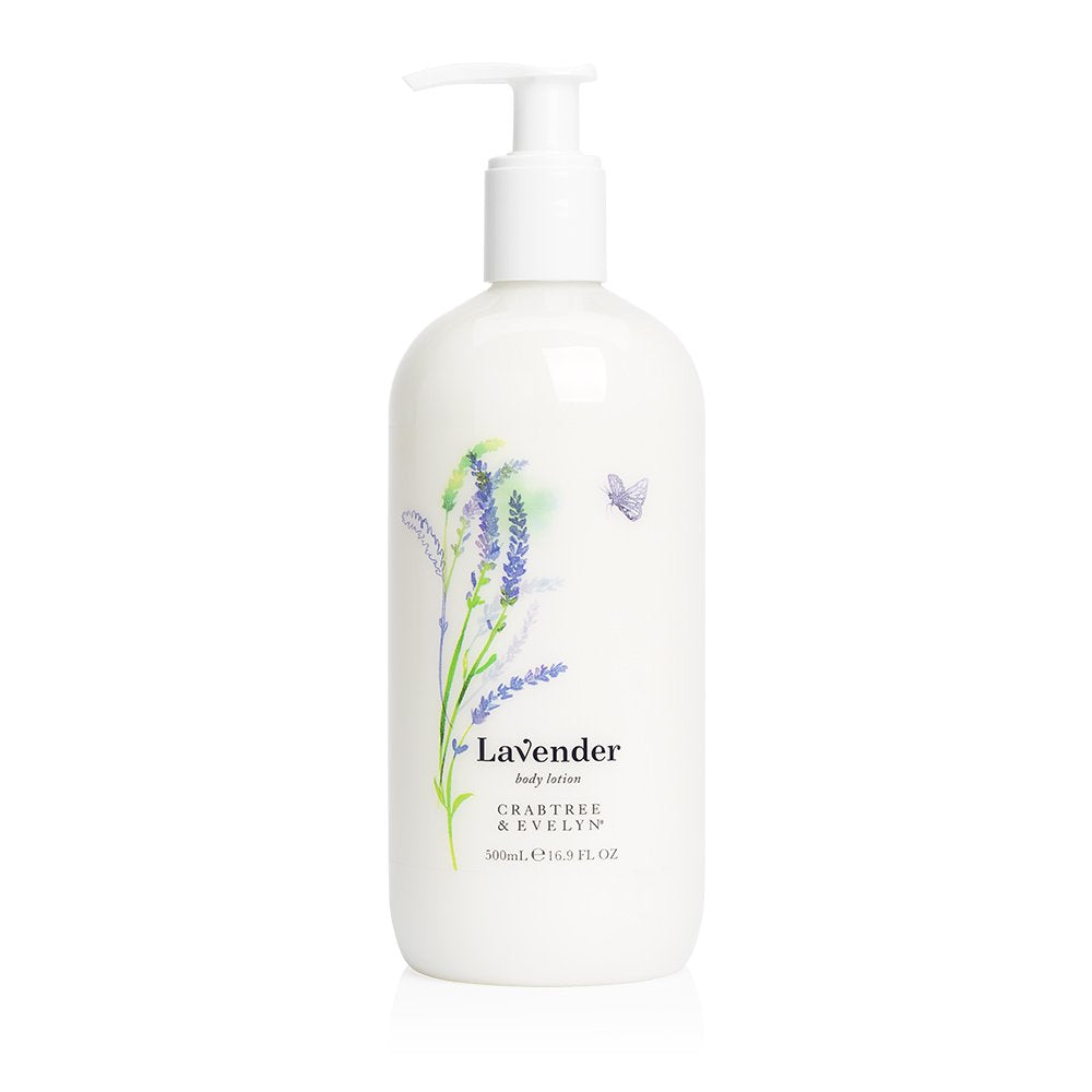 Crabtree & Evelyn front bottle view showing lavender scent and hydrating benefit