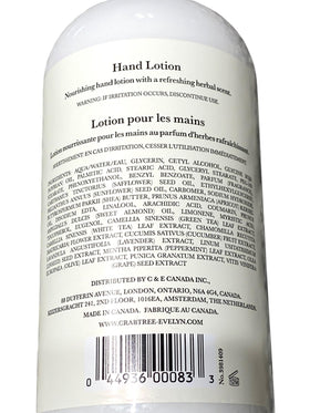 Crabtree & Evelyn lotion texture on hand, demonstrates smooth absorption and hydration