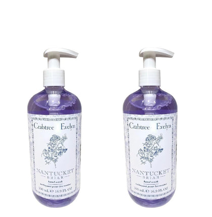 Crabtree & Evelyn pump bottle front view showing product and elegant label, aromatic benefit