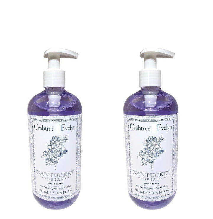 Crabtree & Evelyn pump bottle front view showing product and elegant label, aromatic benefit