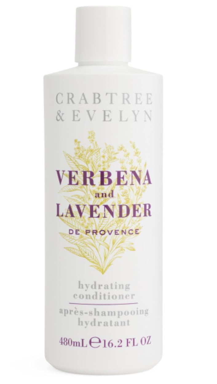 Crabtree & Evelyn front bottle view showing elegant label and hydrating formula benefit