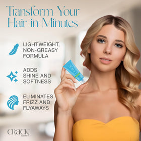 Crack being applied to mid-lengths demonstrating frizz control benefit