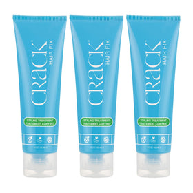 Crack front packaging showing product trio and clear labeling for styling benefits