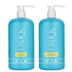 Crack front packaging showing shampoo and conditioner for easy identification and professional look