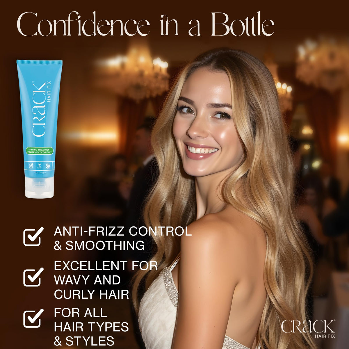 Crack product label and ingredient panel close-up emphasizing vegan and paraben-free benefits