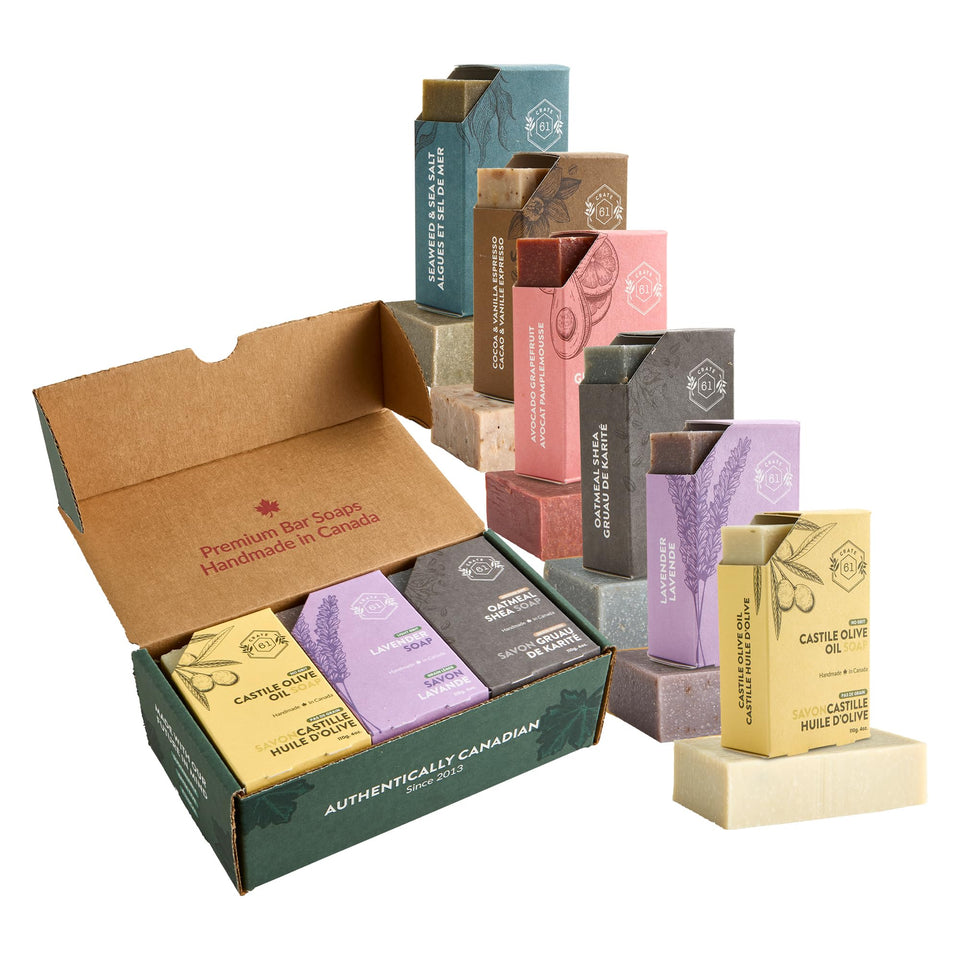 Crate 61 Organics front packaging showing six bars and eco gift appeal