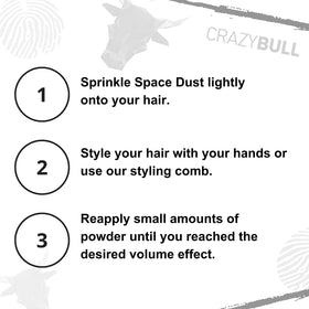 CrazyBull powder being applied with fingertips to roots for instant lift and separation