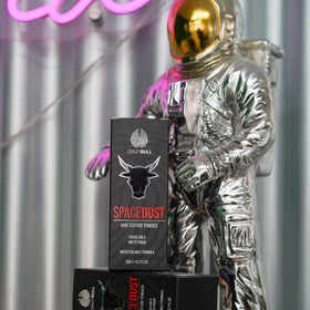 CrazyBull on bathroom counter with grooming tools showing everyday styling routine benefit