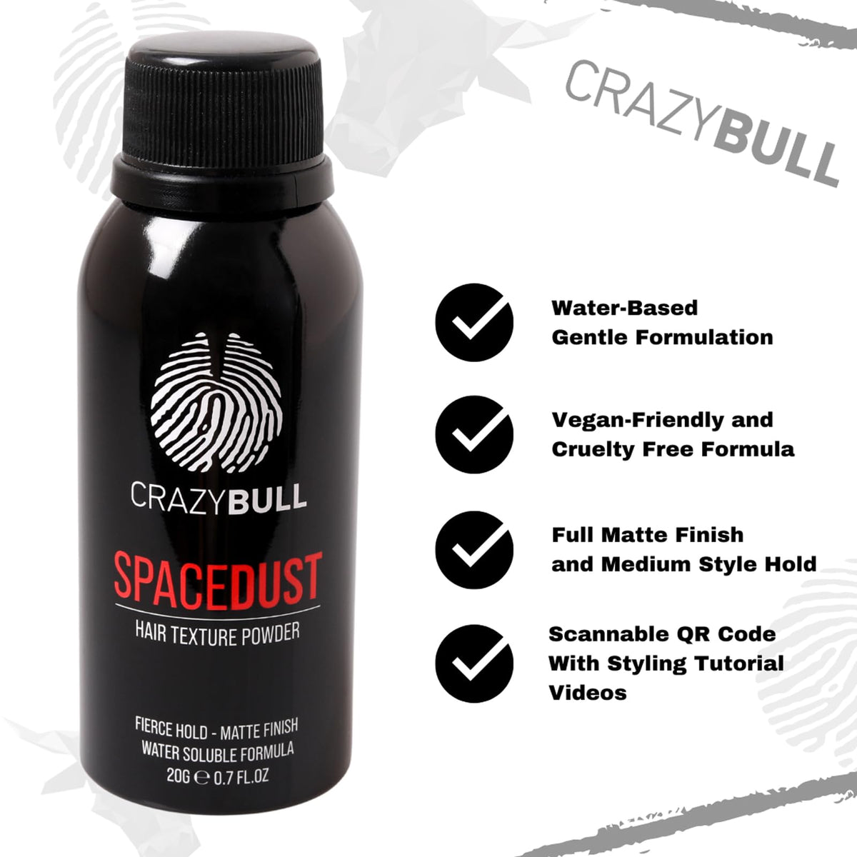 CrazyBull open container with visible powder showing superfine texture and easy dispensing