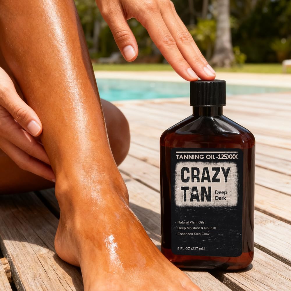 Smooth, radiant skin after using Crazytan oil showcasing hydration and glow