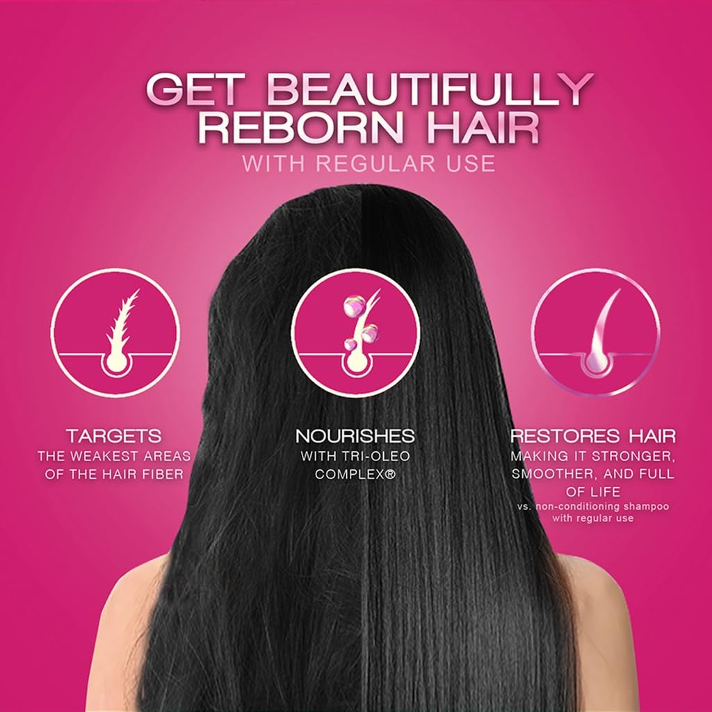 Before and after hair comparison showing straighter look from Cream Silk