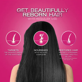 Before and after hair comparison showing straighter look from Cream Silk
