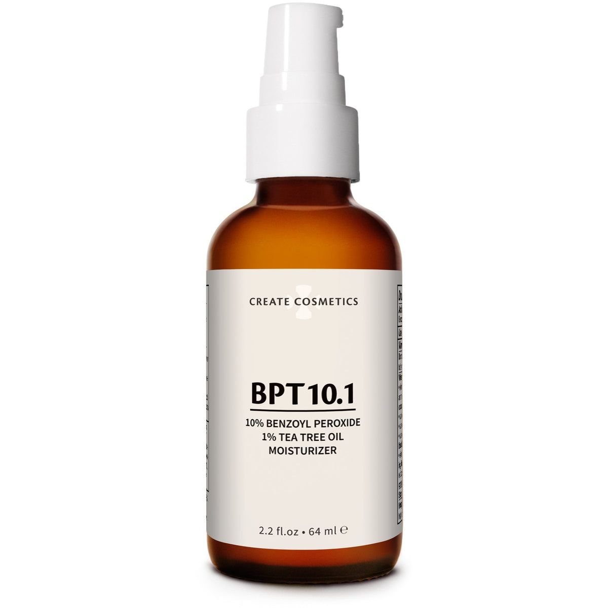 Create Cosmetics BPT10 front packaging showing label and clean design for quick identification