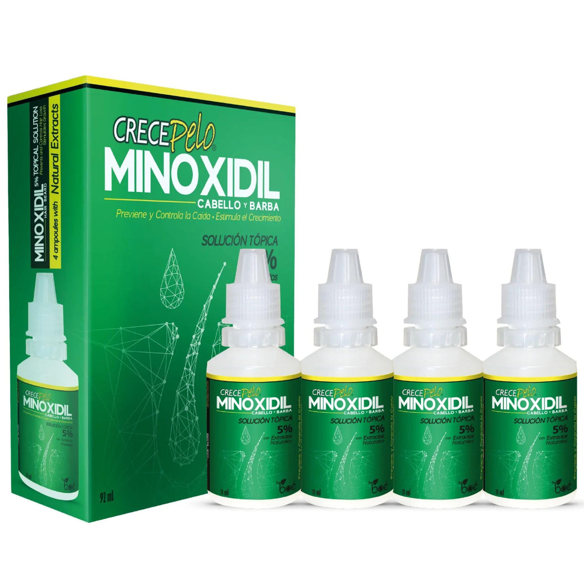 Crece Pelo front label showing product name and strength for clear identification and trust