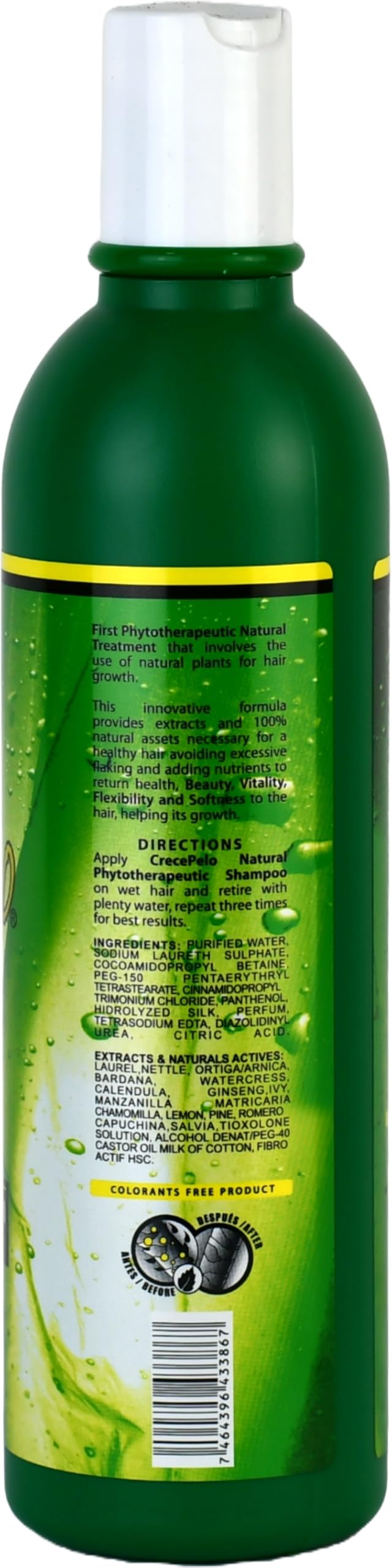 Crece Pelo leave-in pump dispensing product for daily smoothness and manageability