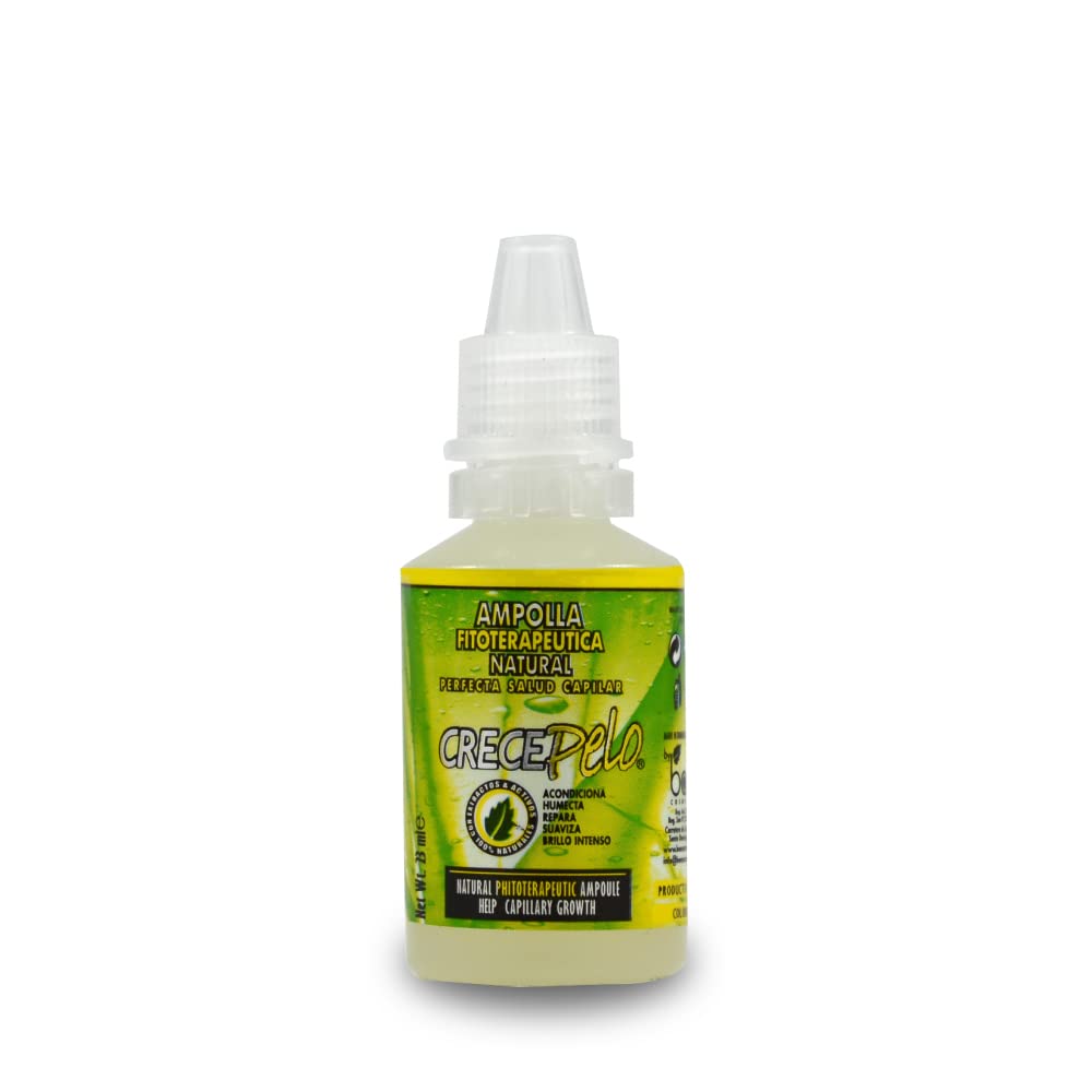 Crece Pelo bottles in hand showing product size scale for travel convenience