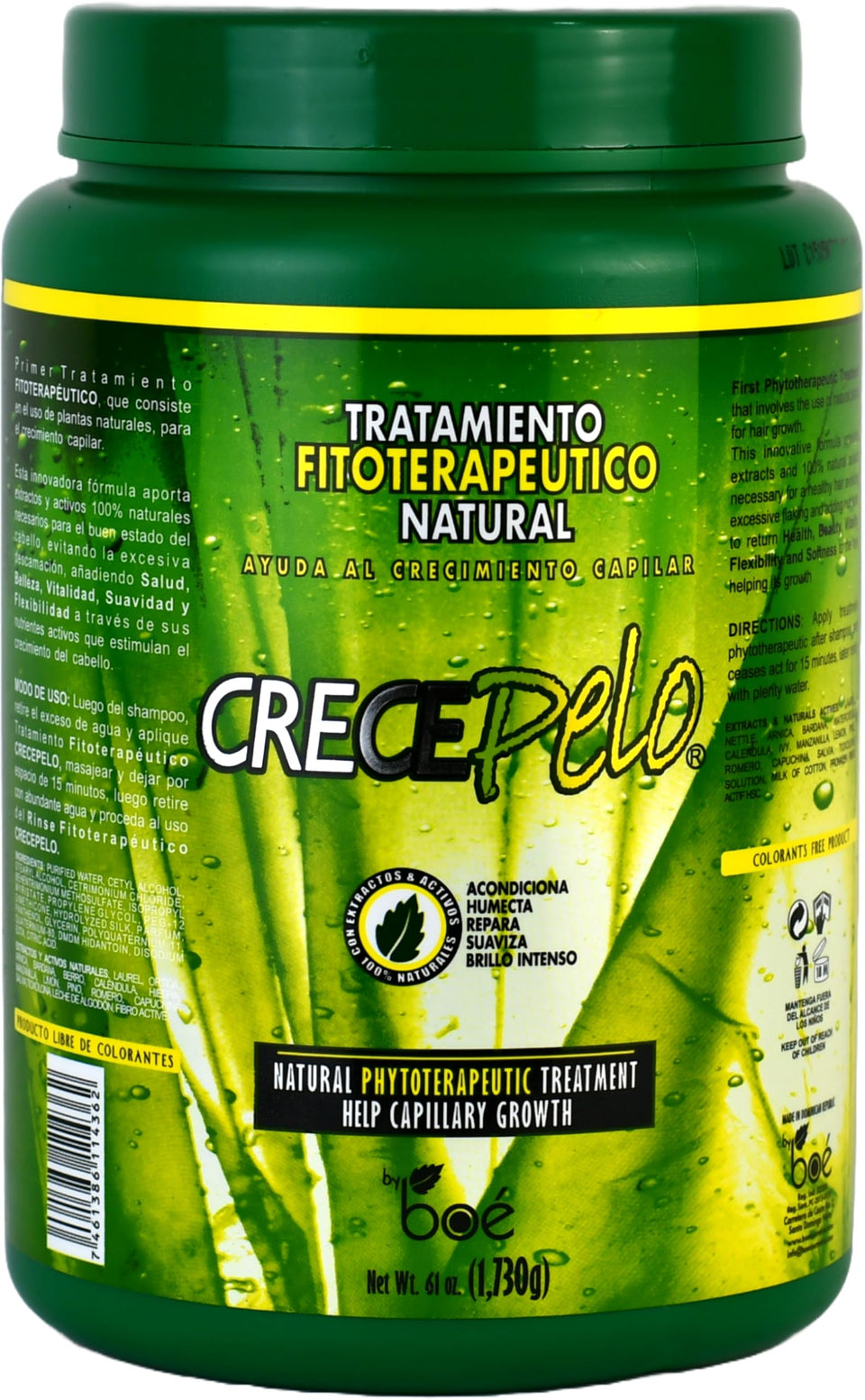 CrecePelo front jar 61 oz showing label and large salon size benefit